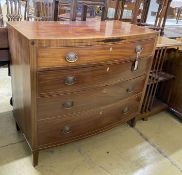 A Regency banded mahogany bowfront chest of drawers, width 105cm, depth 56cm, height 95cm