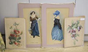 English School c.1922, pair of watercolours, 'A Rose for Rembrance' and 'A Wayside Flower',