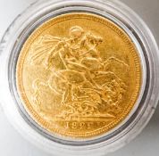 A George IV gold sovereign 1822, Good F, London mint presentation case.