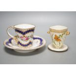 A late 19th century Royal Worcester cup and a Sevres style cup and saucer, diameter 16cm