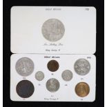 George V specimen set of nine coins, 1935, fourth coinage,comprising Crown (S4048), cleaned UNC,