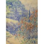 Thomas Burford Meteyard (American, 1865-1928), watercolour, Flower Garden 38x27cm