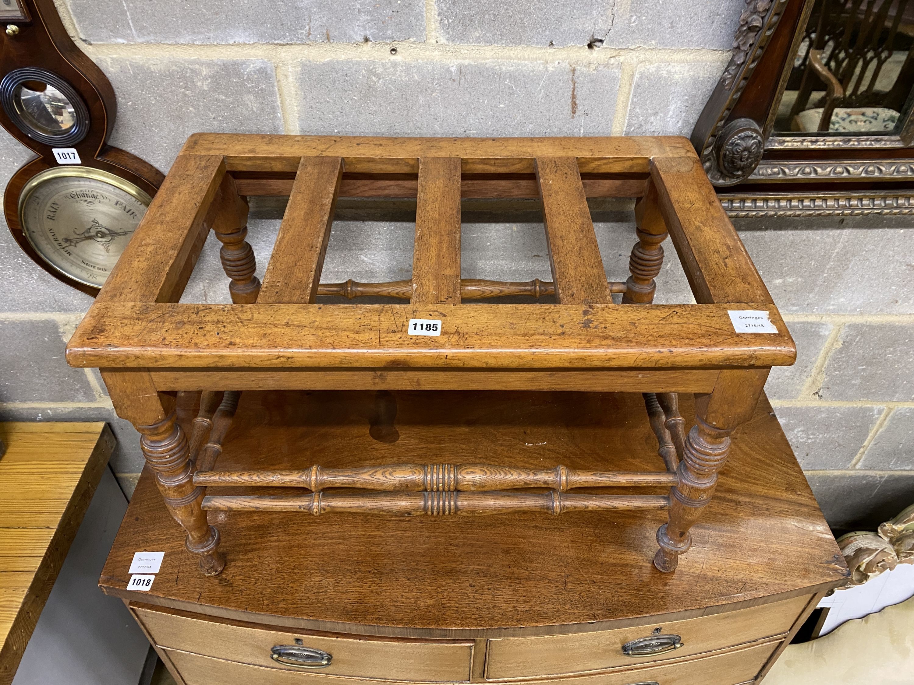 A Victorian oak luggage stand, width 69cm, depth 43cm, height 46cm - Image 2 of 3