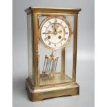 A late 19th century French four glass mantel clock with S.Marti movement, mercury pendulum & key.