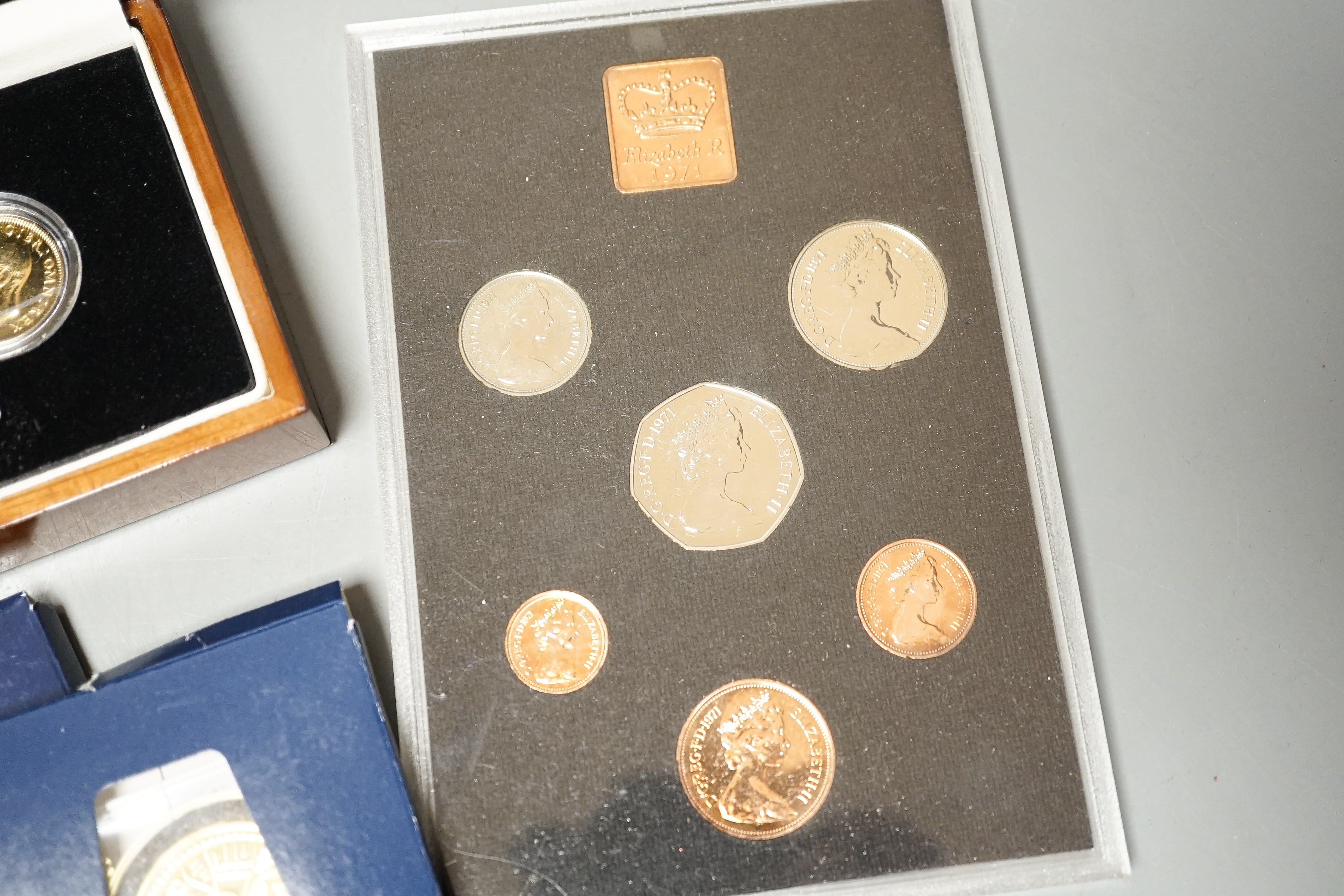 Two Royal Mint year sets 1970 & 1971 various London mint commemorative coins and later gold plated - Image 3 of 6