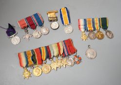 A group of George V and George VI miniature medals, and a miniature Crimea medal