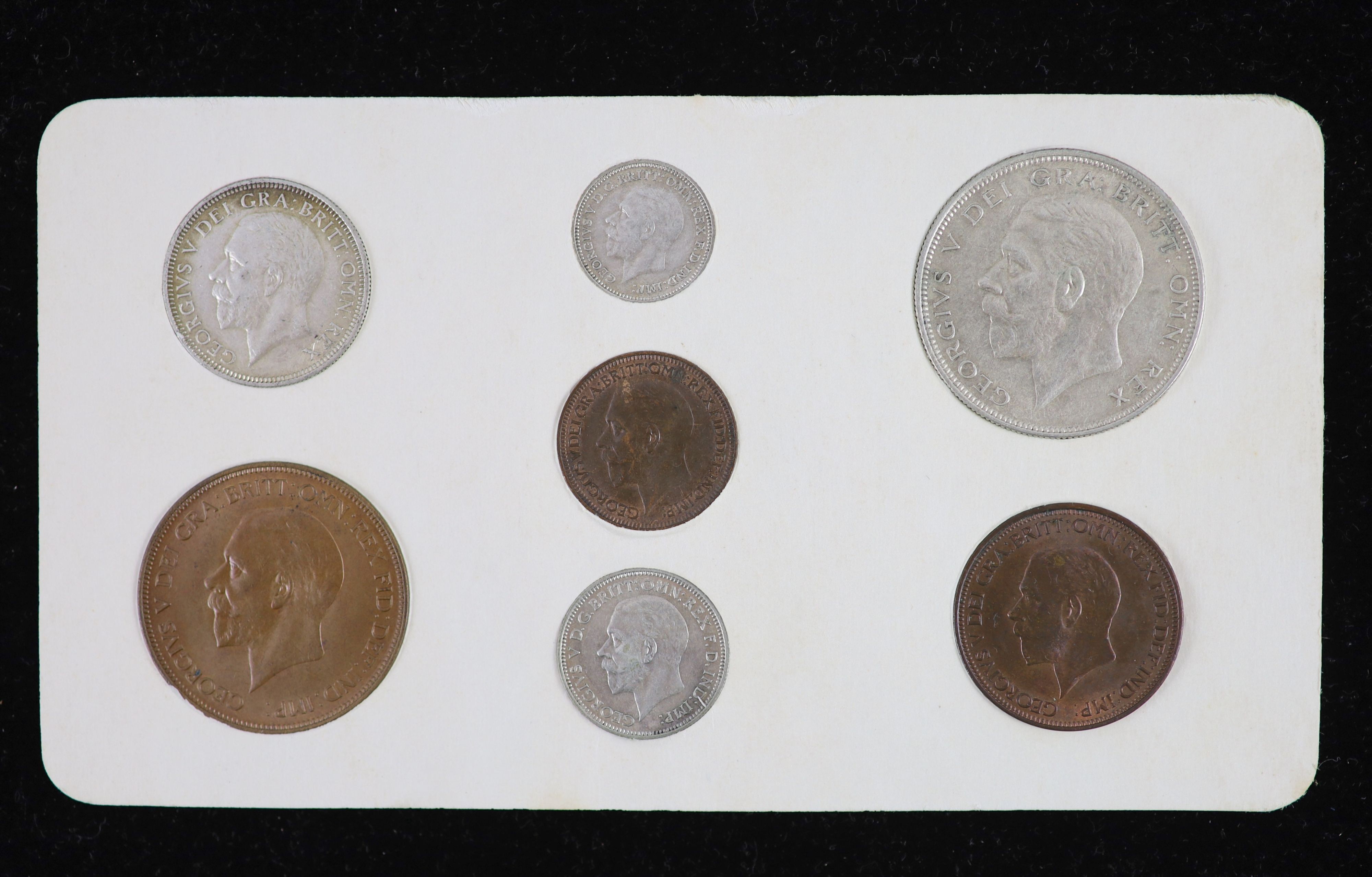 George V specimen set of seven coins, 1934, fourth coinage,comprising halfcrown, shilling, sixpence, - Image 2 of 2