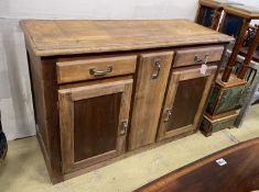 An early 20th century French bread cabinet, width 133cm, depth 51cm, height 90cm