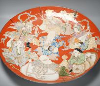 A massive Japanese Arita 'Seven Gods of Happiness' dish, Meiji period, 60.5cm.