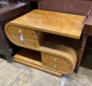 An Art Deco style bird's eye maple 'S' shaped chest, width 92cm, depth 55cm, height 67cm