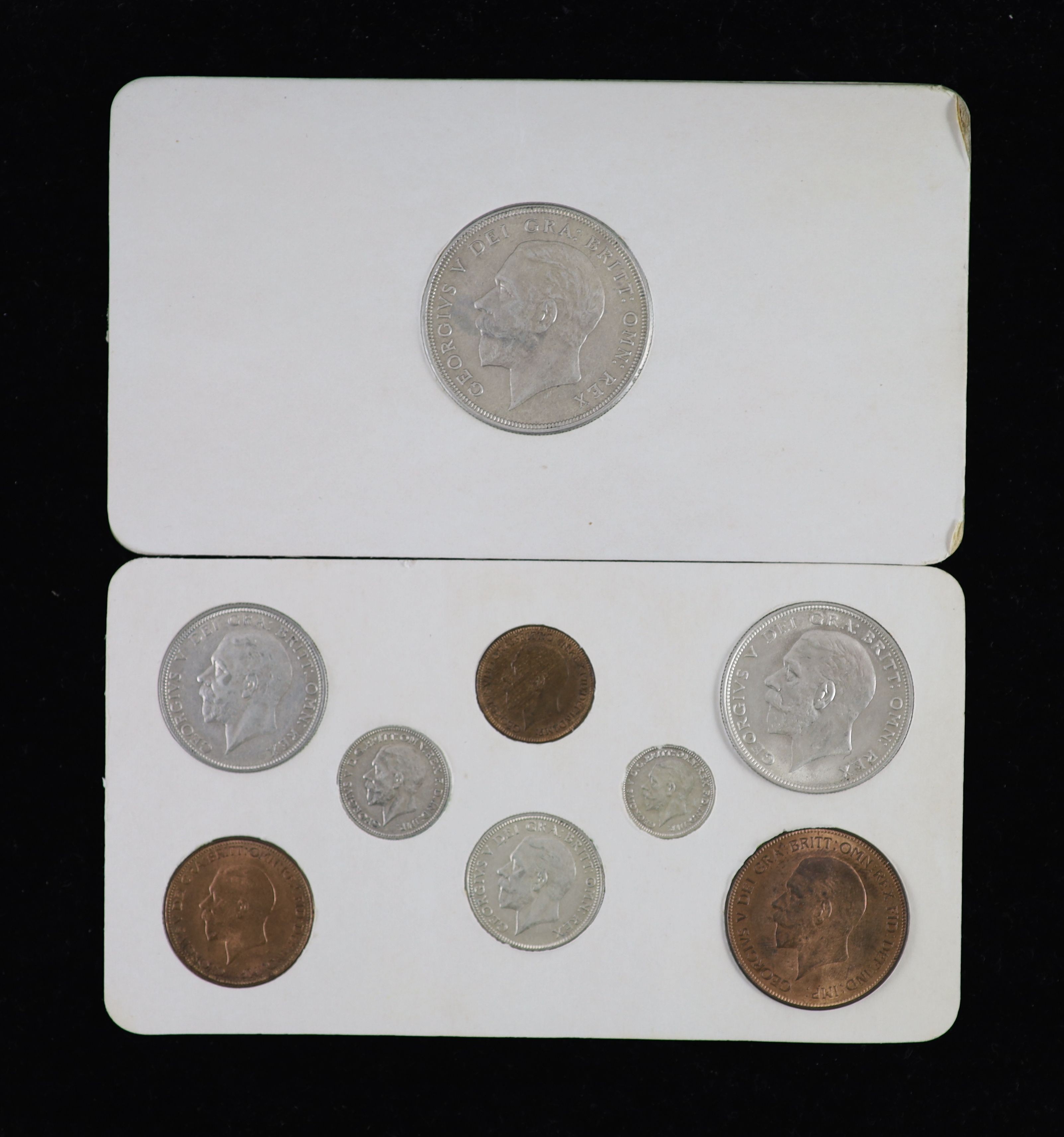 A George V specimen set of nine coins, 1931, fourth coinage,comprising Crown, (S4036), cleaned - Image 4 of 8