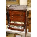 Victorian mahogany display collector’s cabinet of Asian moth and butterfly specimens, eight drawers,