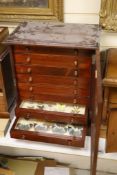 Victorian mahogany display collector’s cabinet of Asian moth and butterfly specimens, eight drawers,