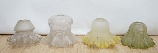 A collection of mostly clear cut glass shades (14)