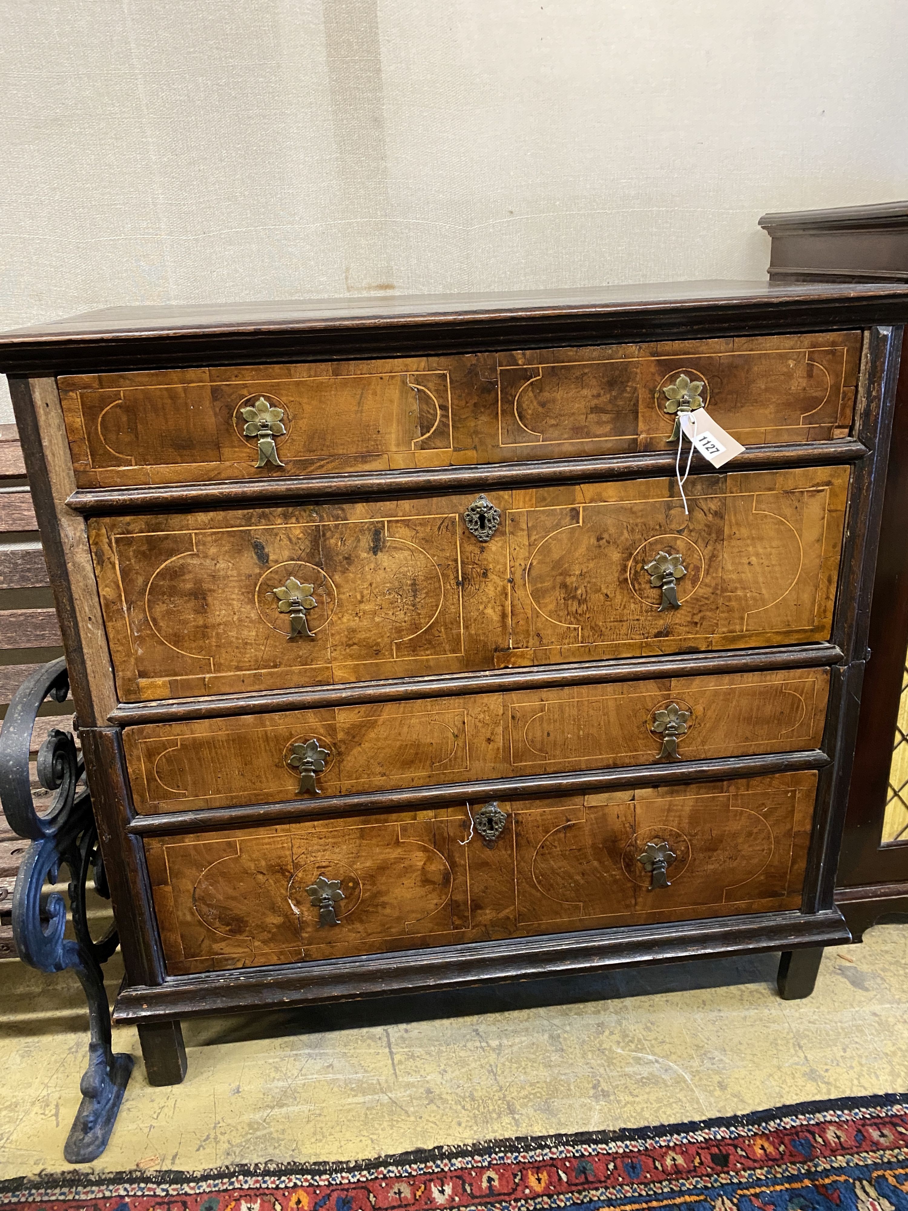 A William and Mary style chest of drawers, width 95cm, depth 55cm, height 95cm - Image 3 of 3