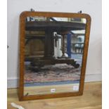 A Victorian bird’s eye maple framed wall mirror (ex dressing table), width 52cm, height 65cm