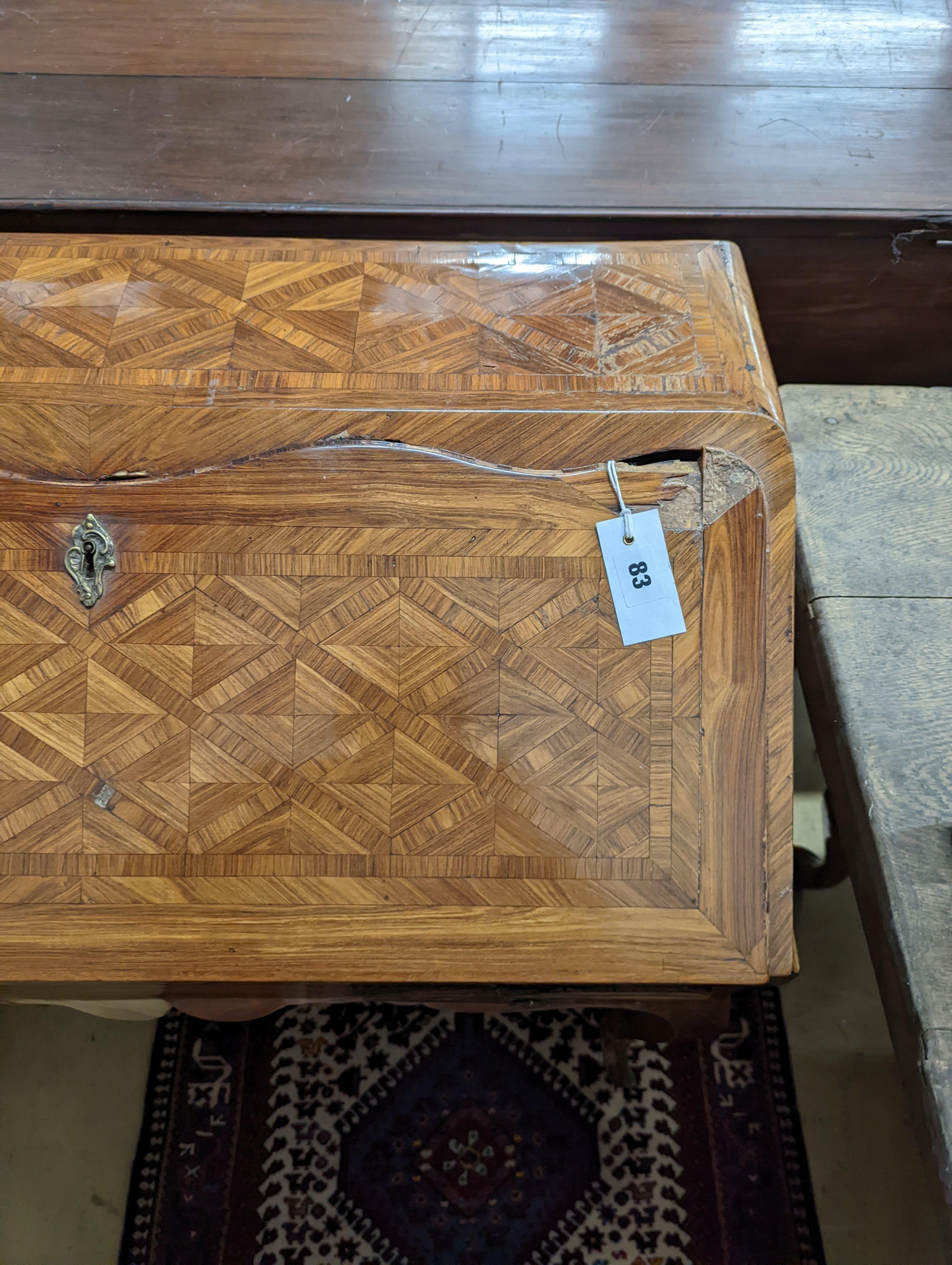 An 18th century French kingwood parquetry bureau. (Fall front AF) W-79cm, D-44cm, H-90cm. - Image 3 of 6