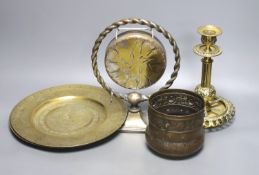 Assorted brassware including candlesticks, dishes etc.