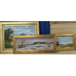 C. M. Garland, pair of oils on canvas, Summer and Winter landscapes, signed and dated 1891, 13 x