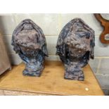 A pair of cast iron urn shaped finials. H-48cm.