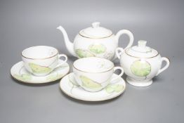 A Hermes Nil pattern tête-à-tête tea set, with two original boxes