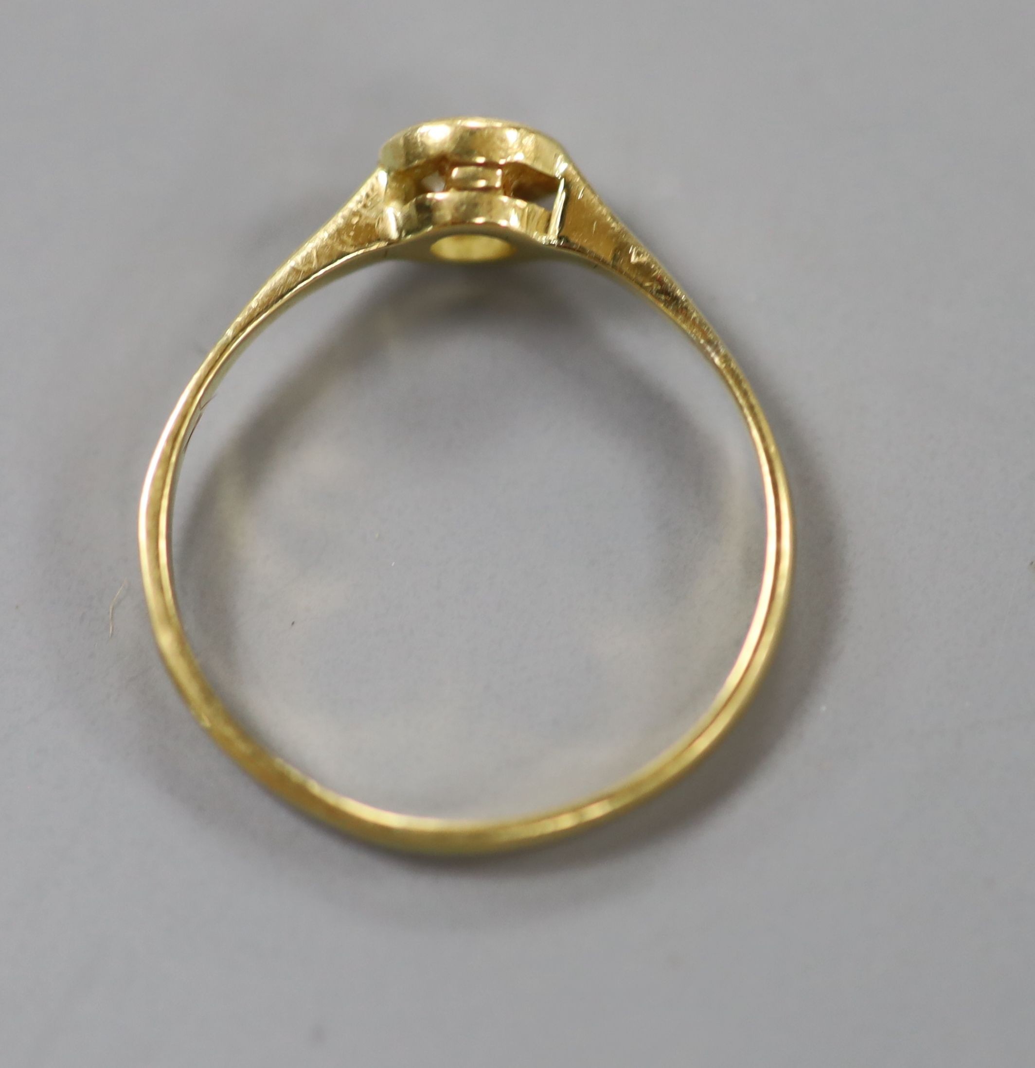 A yellow metal and collet set solitaire diamond ring, size P, gross weight 1.9 grams,the stone - Image 3 of 3