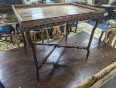 A Chinese hongmu tray top table. W-75cm, D-53cm, H-61cm.