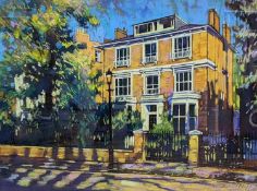 David Napp, pastel, House viewed from the street, signed, 59 x 78cm