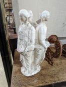 An Italian Alabaster figure of the three graces,61cm Height