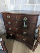 A George III oak chest of two short and three long graduated drawers, . W-94cm, D-51cm, H-99cm.