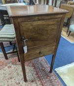 A George III and later mahogany bedside cabinet. W-47cm, D-45cm, H-86cm.