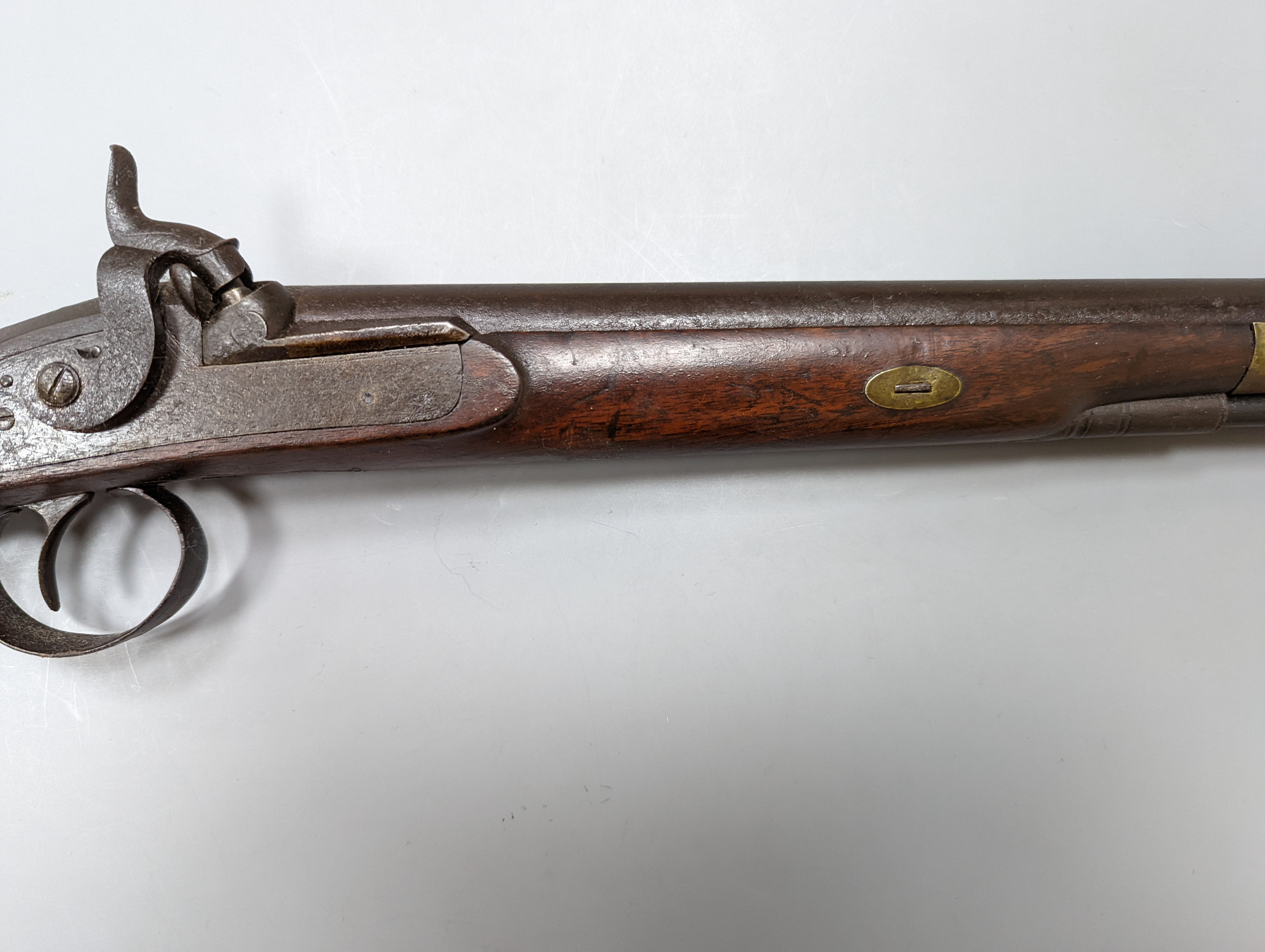 A late 19th/early 20th century percussion cap musket,115 cms long. - Image 11 of 11