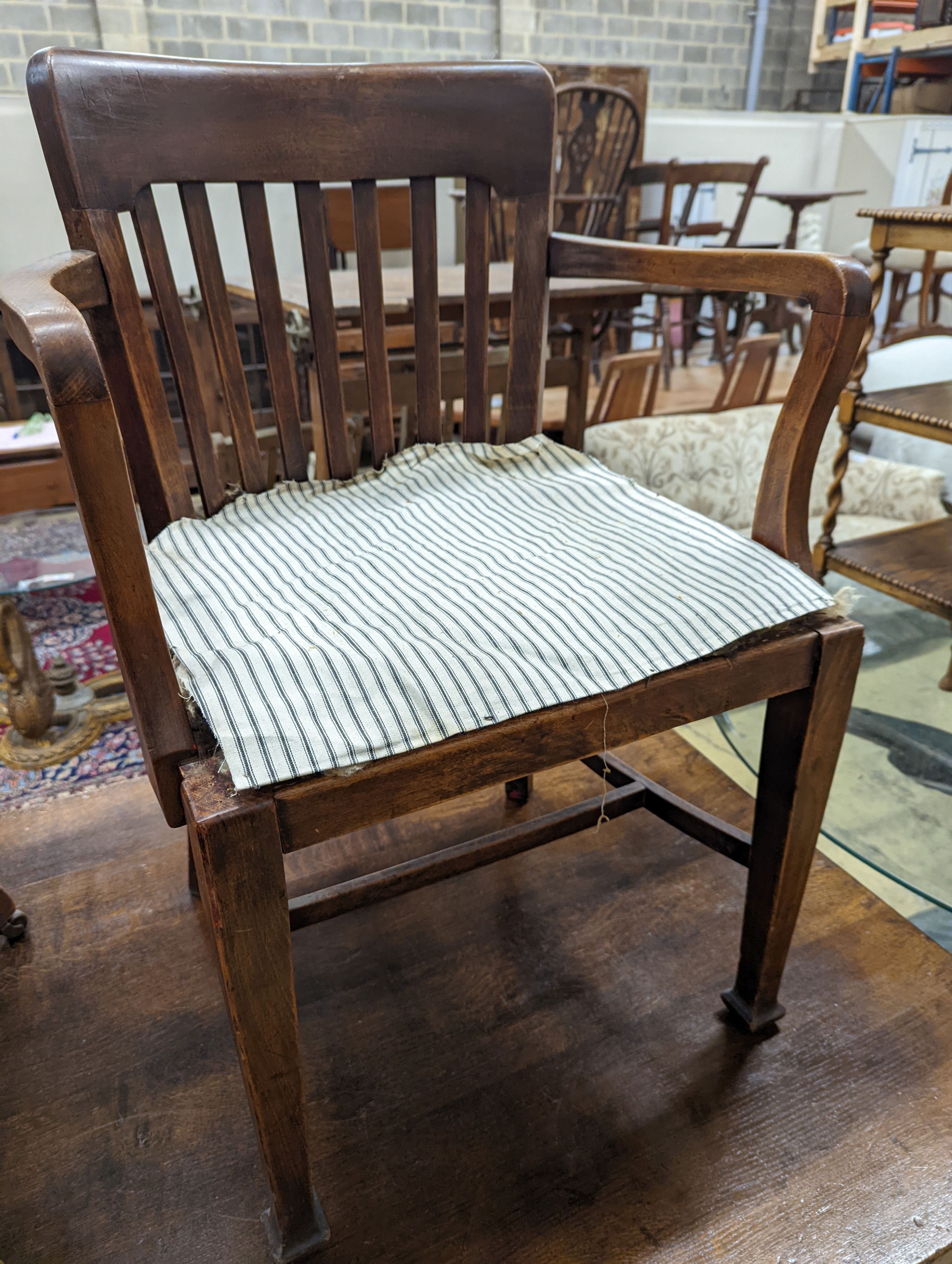 Two early 20th century swivel desk chairs and another chair. - Image 7 of 7