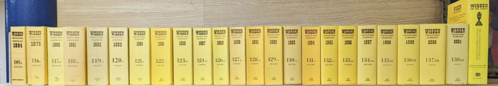 ° Wisdens Almanack, 73 volumes, 1947-1964, 1966-2020 and one other Wisden edition “On the