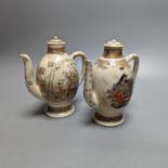 Two Japanese Meiji Satsuma wine pots 16cm