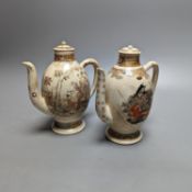 Two Japanese Meiji Satsuma wine pots 16cm