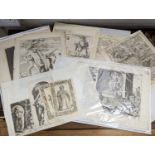 A folio of assorted Old Master prints;1. Vecellio, Libro Primo - Nobile Antica, 17 x 11cm.2.