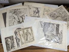 A folio of assorted Old Master prints;1. Vecellio, Libro Primo - Nobile Antica, 17 x 11cm.2.