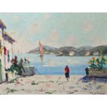 Marc Ottee (1898-1982), oil on canvas, An Italian lakeside, signed, 40 x 50cm