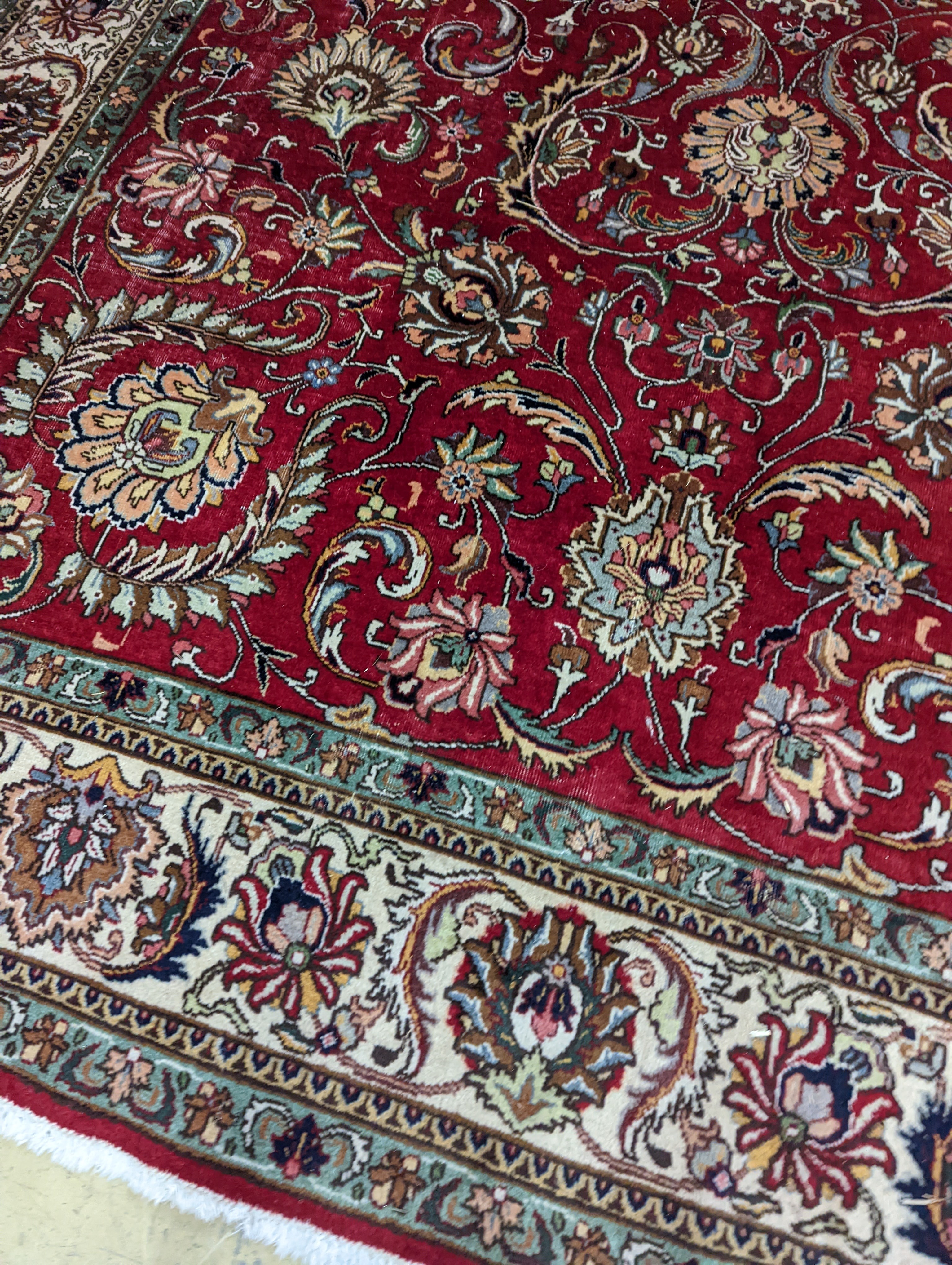 A Tabriz red ground carpet, 400 x 290cm - Image 9 of 13