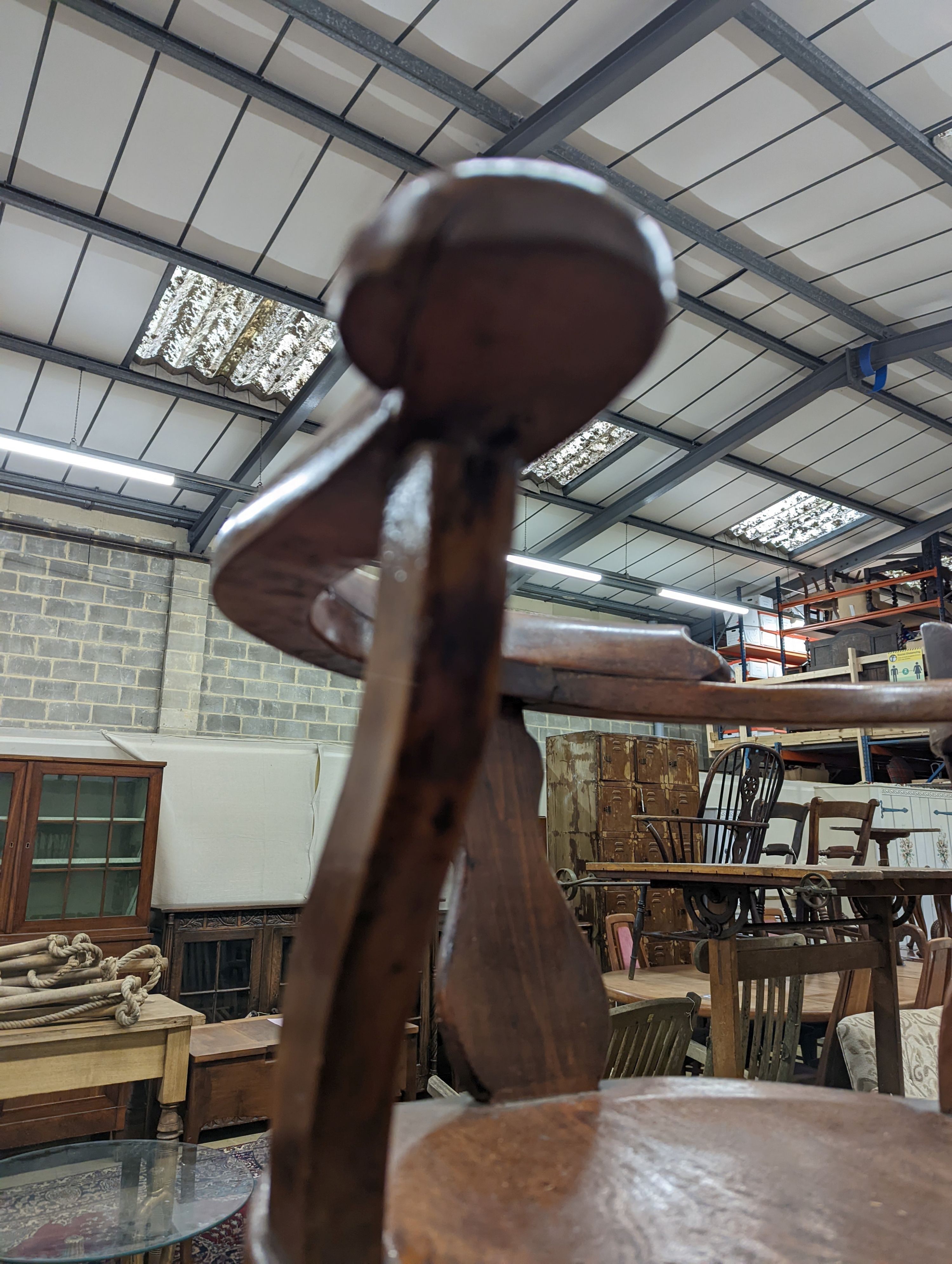 Two early 20th century swivel desk chairs and another chair. - Image 4 of 7