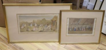 19th century English school, watercolour and body colour ‘A Garden Party Lyme Regis’, signed, and
