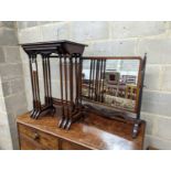 An Edwardian mahogany toilet mirror and a nest of tea tables. Tables measure - W-53cm, D-35cm, H-