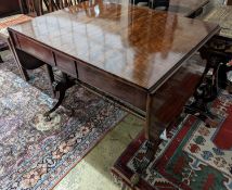 A George IV mahogany sofa table - stamped Gillows Lancaster. W-93cm, D-69cm, H-72cm.