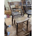 A pair of Victorian Windsor elm and beech kitchen chairs. H-83cm.