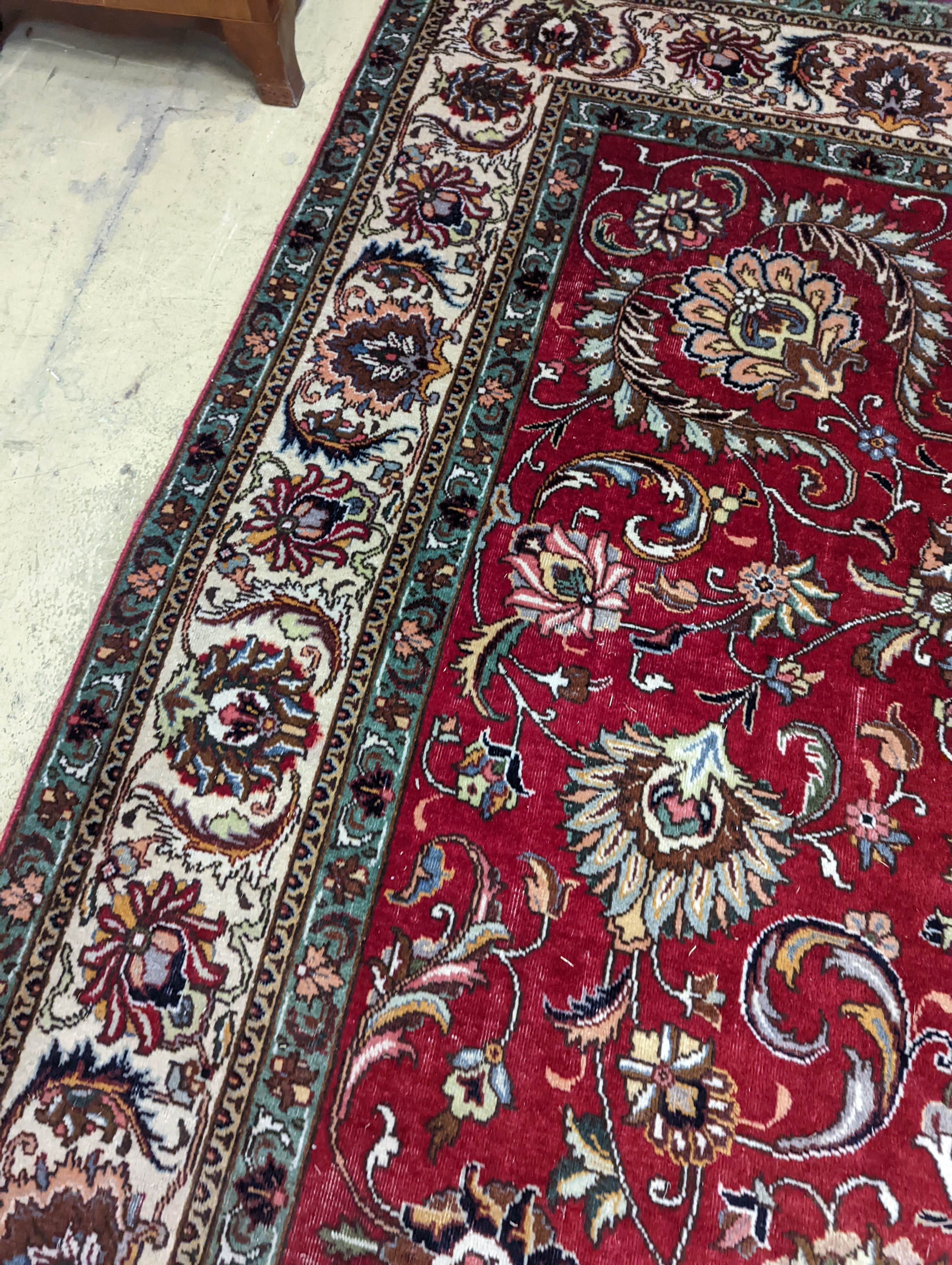 A Tabriz red ground carpet, 400 x 290cm - Image 12 of 13