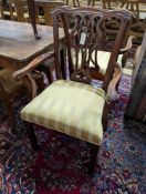 A pair of Chippendale style mahogany carver chairs. H-99cm.