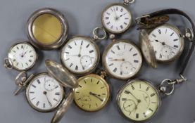 A gold plated pocket watch, an Edwardian silver cased chronometer pocket watch by John Forrest, four