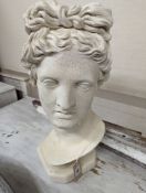 A plaster classical female bust. H-50cm.