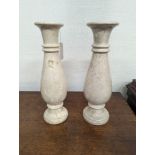 A pair of travertine marble vases. H-40cm.